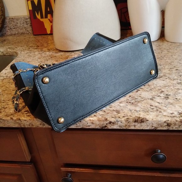 Dream Control Denim & Faux Leather Tote Purse NWT - Picture 5 of 8